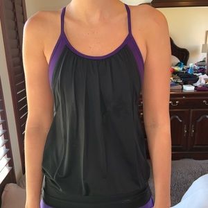 lululemon black and purple tank top